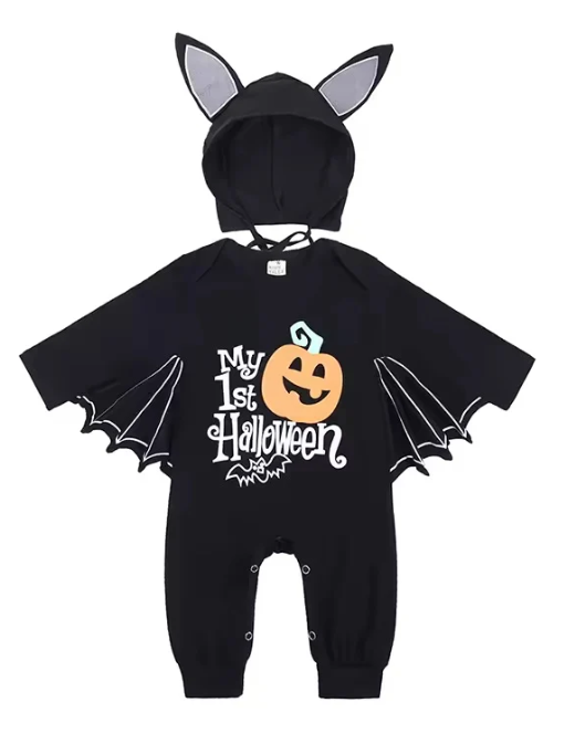 ๐ Babyโs First Halloween Bat Romper โ Cute Winged Hooded One-Piece Costume