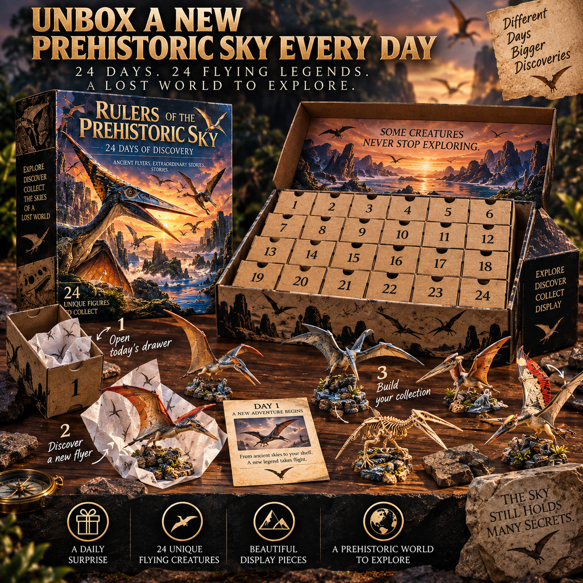 🦖🦣🪽🐾24 Days of Discovery — T-Rex, Pterosaurs, Woolly Mammoths & Mountain Lions Collection