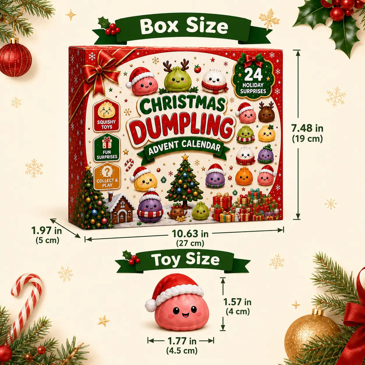 π
Christmas Special π 24 Days of Mini Squishies Advent Calendar β Cute Daily Dumpling Surprises πβ¨