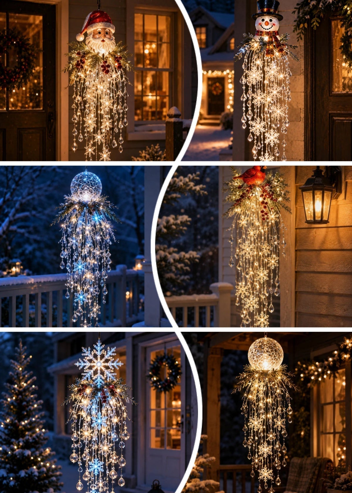 ❄️Crystal Cascade Christmas Light – Hanging Snowflake & Crystal LED Porch Décor ✨