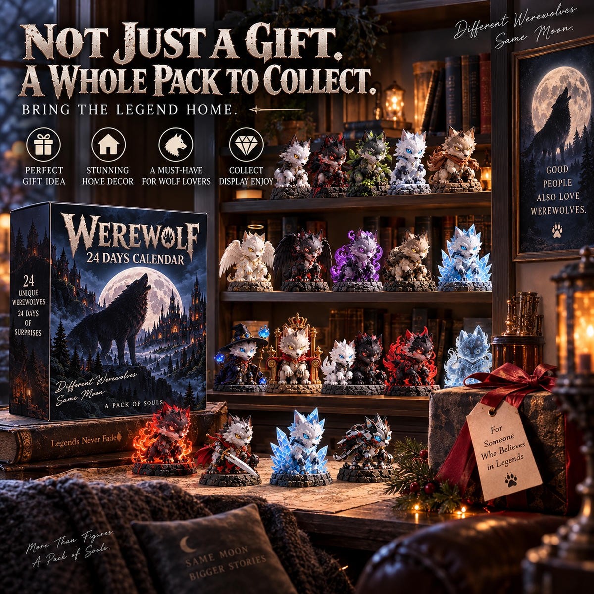 πΊ 24 Days of Werewolves Advent Calendar β 24 Unique Fantasy Wolf Collectible Figurines