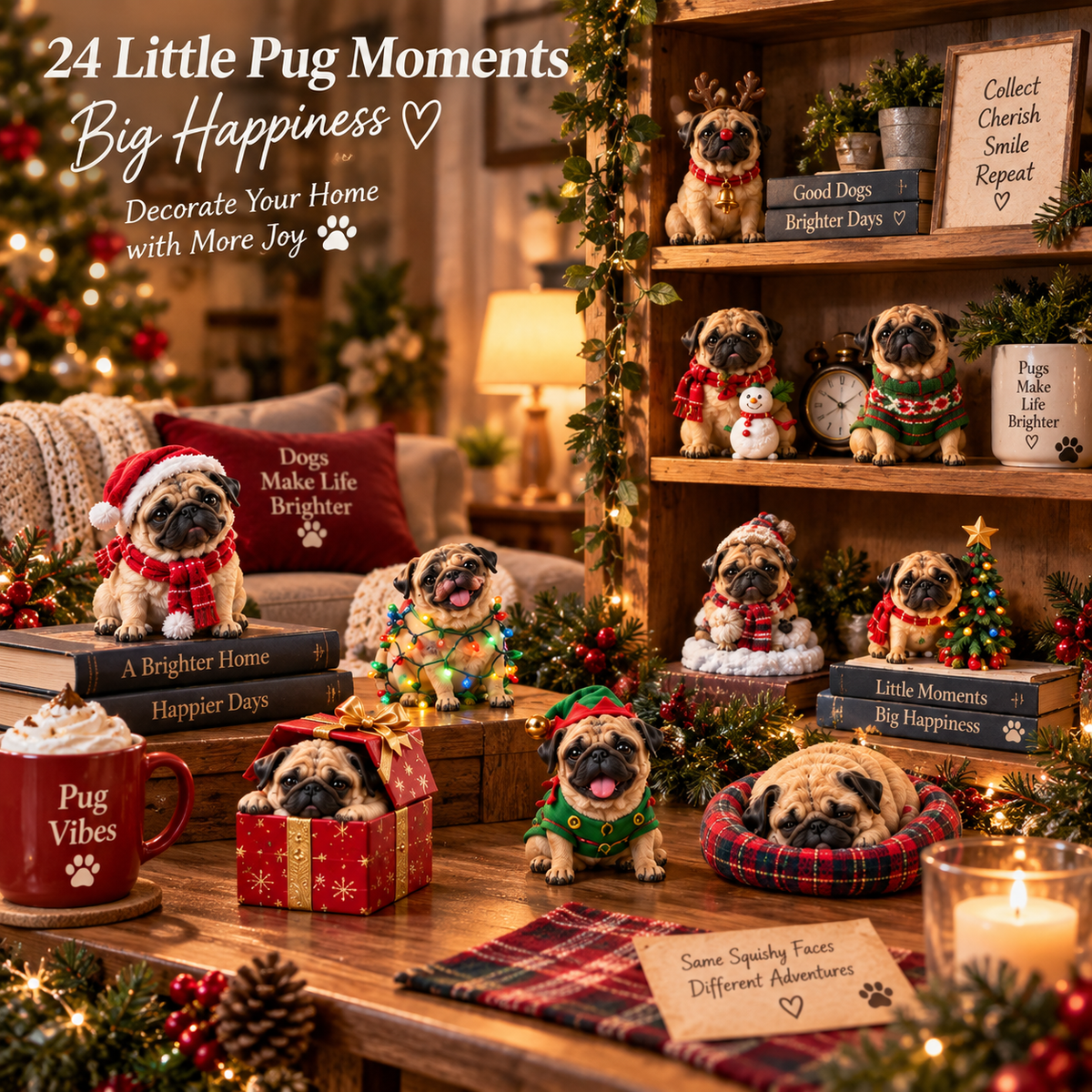 š¾ 24 Days of Pug Moments ā 24 Unique Pug Collectible Figurines