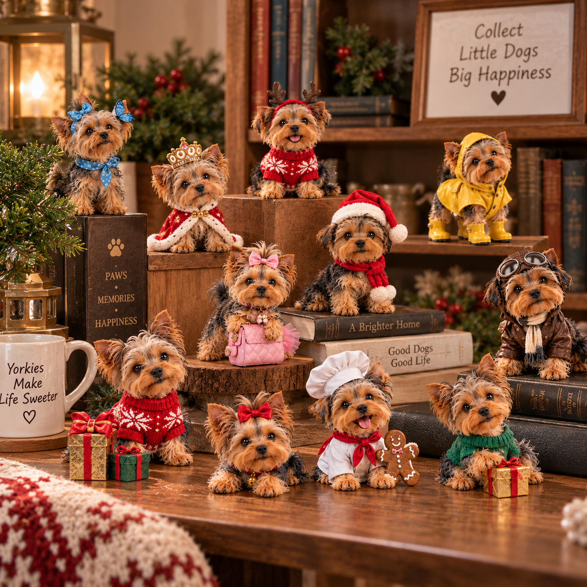 24 Days of Yorkshire Terrier β 24 Unique Yorkie Figurines | Christmas Collectible Gift Set