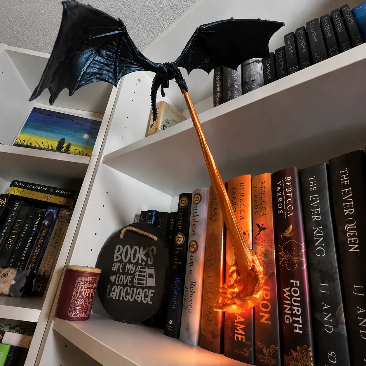 ๐ Fire-Breathing Dragon Bookshelf Lamp โ Fantasy LED Shelf Decor