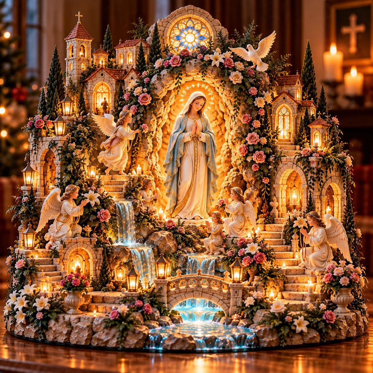 🌹 A Mother's Love, A Light of Grace ✨ Virgin Mary LED Sanctuary – Faith, Hope & Everlasting Love