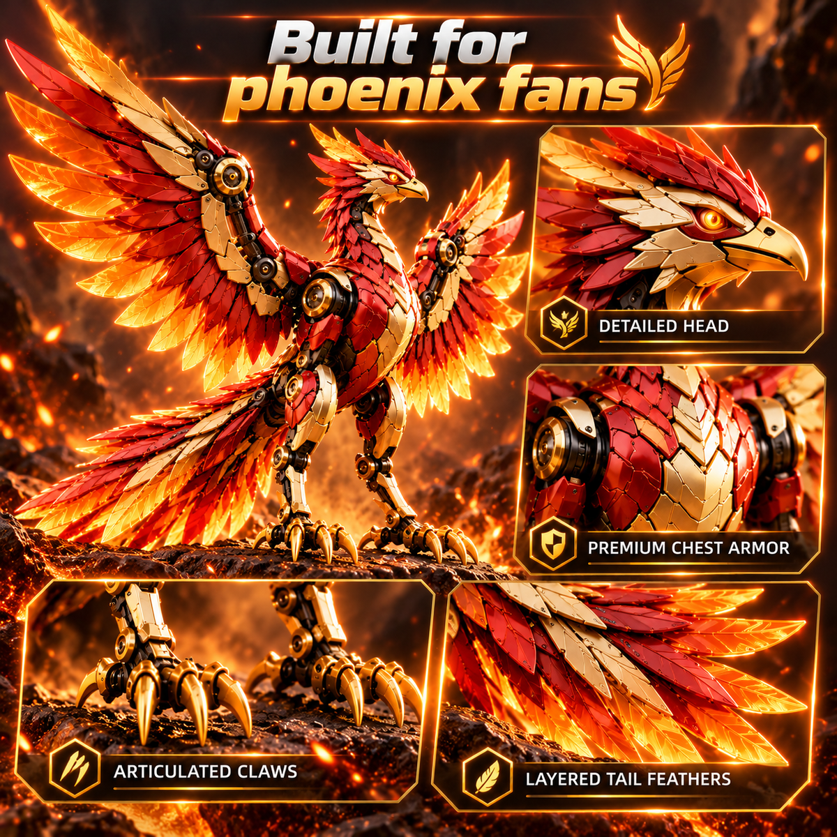 🐦🔥 2-in-1 Transforming Mechanical Phoenix Egg – Winged Fantasy Figure