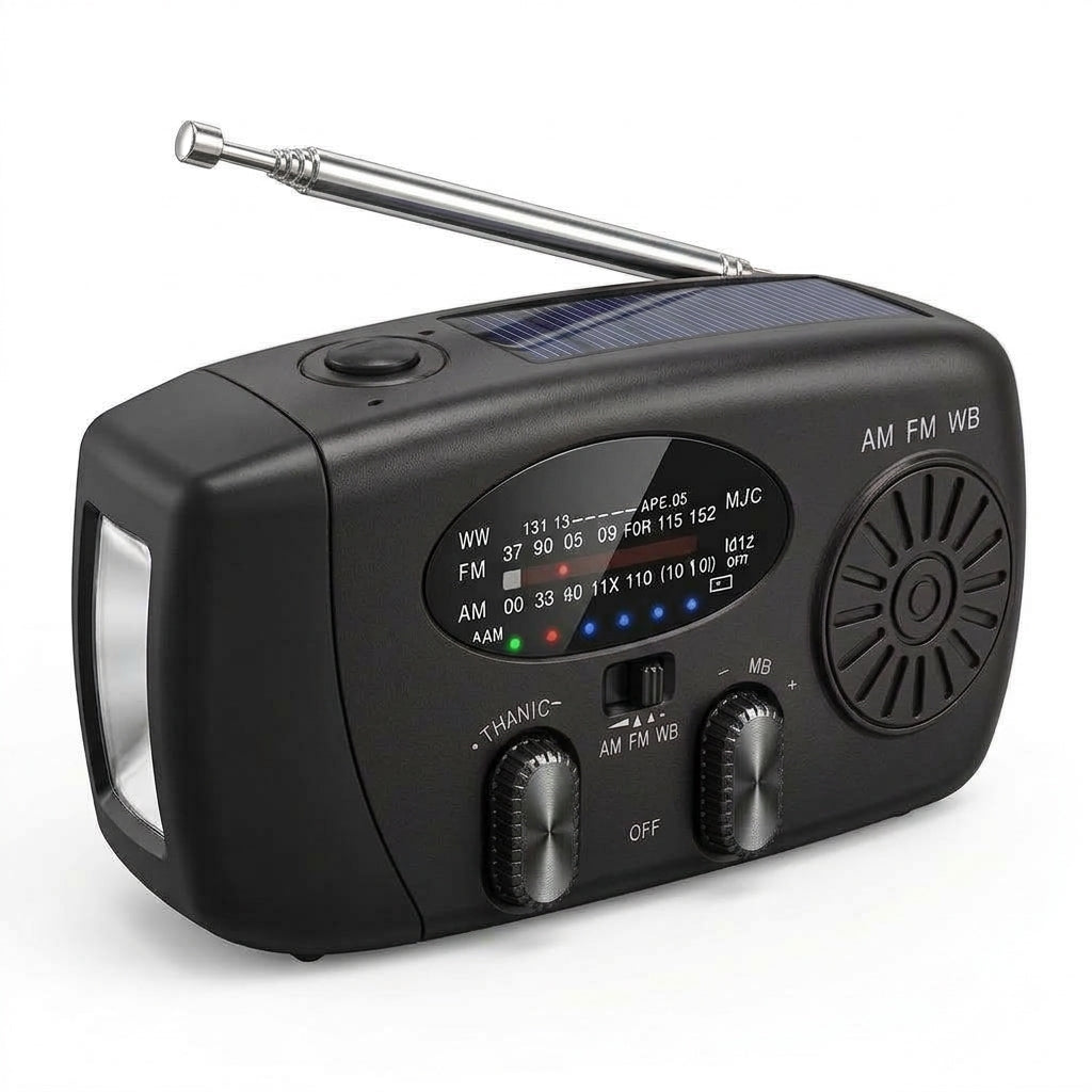 Multifunctional Portable Solar Emergency Radio – Power Bank, Hand Crank & Weather Alert for Outdoor & Crisis Preparedness