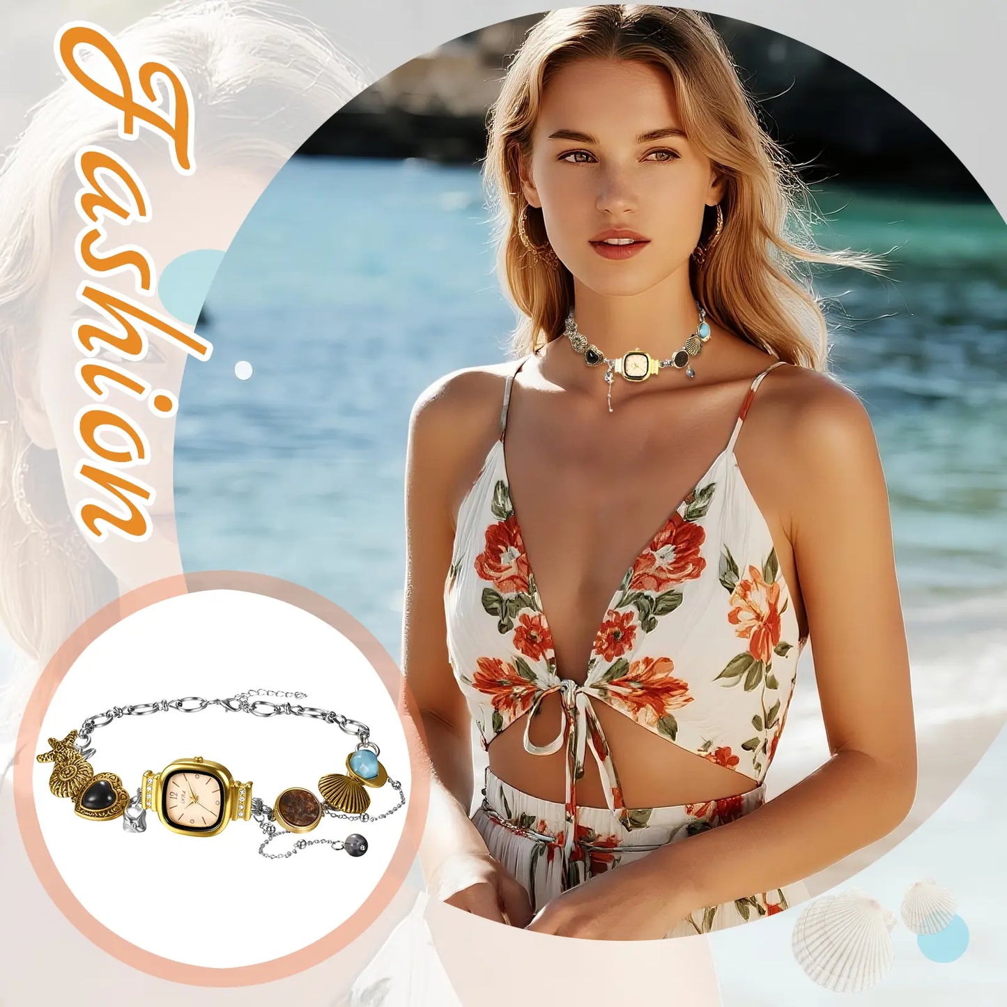 Ocean Charm Necklace Watch