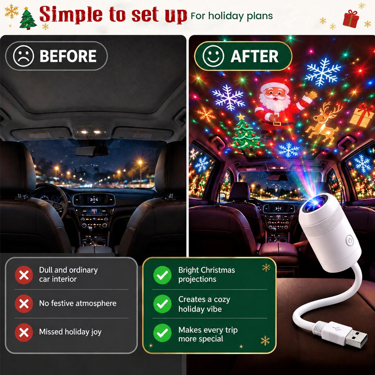 ๐
Christmas Car Projector Light โจ Bring Holiday Magic on the Road