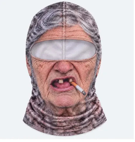 3D Realistic Old Man Face Ski Mask – Funny Winter Balaclava for Skiing & Parties