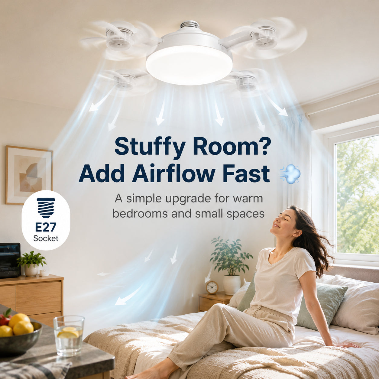 ❄️50% OFF TODAY💡 2-in-1 Ceiling Fan Light 🔧No Wiring • No Tools • Just Screw It In