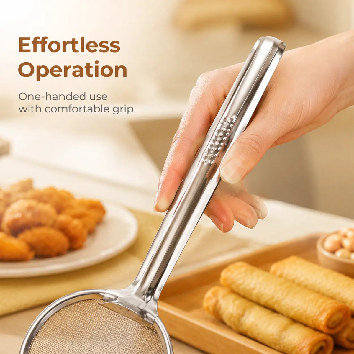 2-in-1 Stainless Steel Oil-Frying Filter Clip and Food Strainer Tongs