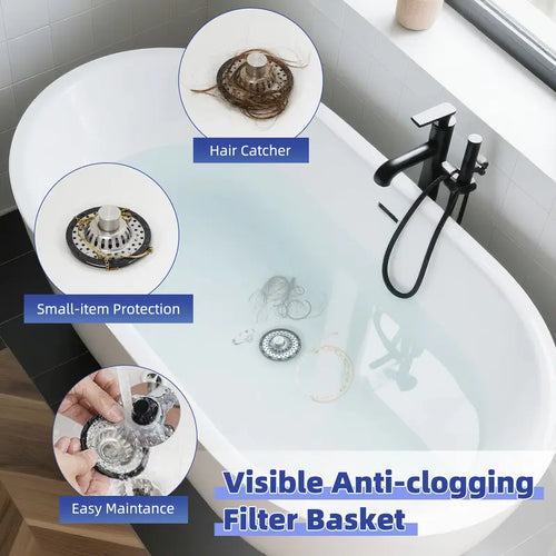 🛑 3-in-1 Pop-Up Sink Stopper – Drain Strainer & Debris Catcher