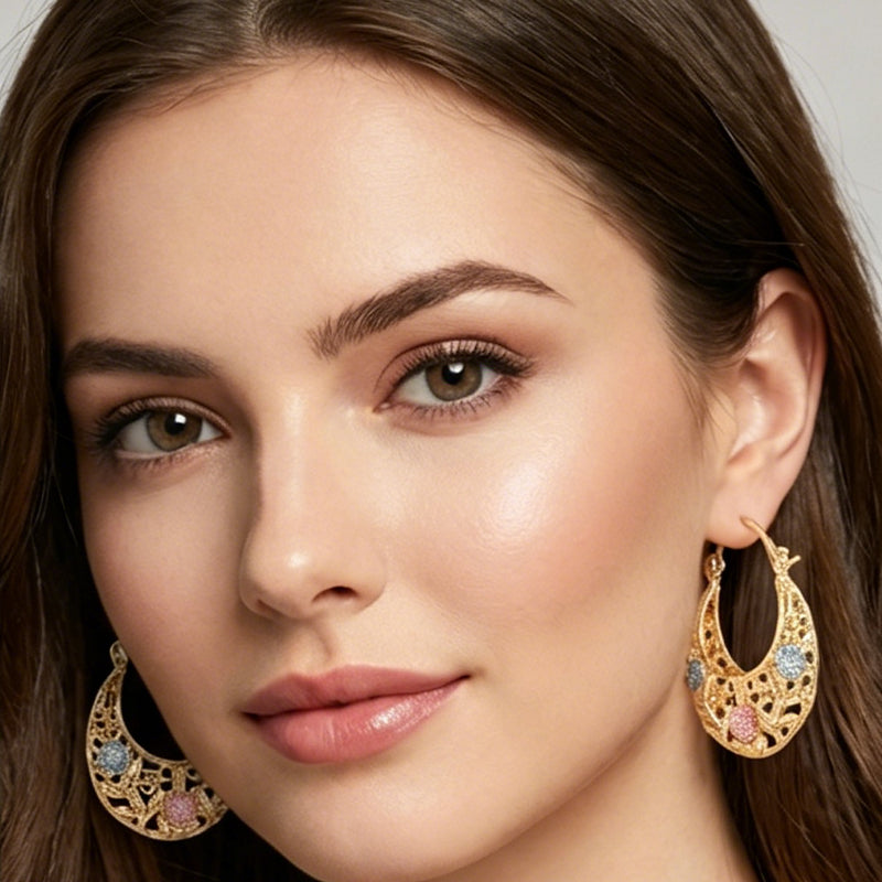 Vintage Flower Hoop Earrings