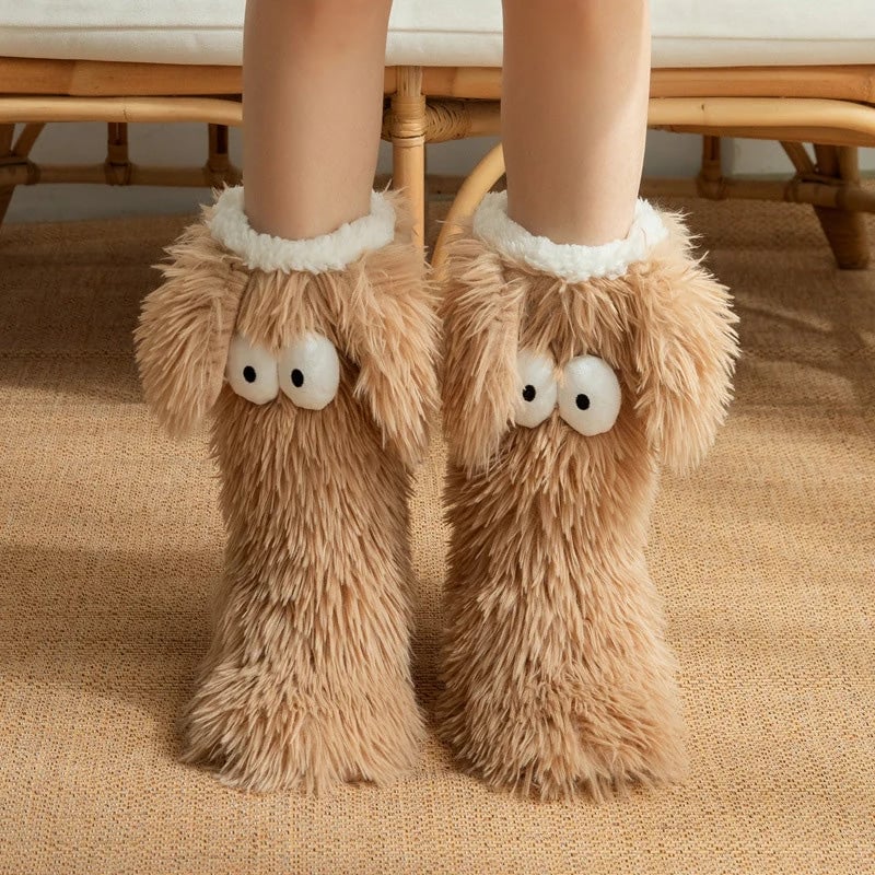 50K+ SOLD💕Women's Plush Slippers Socks Floor Socks Winter Home Indoor Thickened Fleece-Lined Anti-Slip Adult Women's Plush Snow Socks Shoe Covers