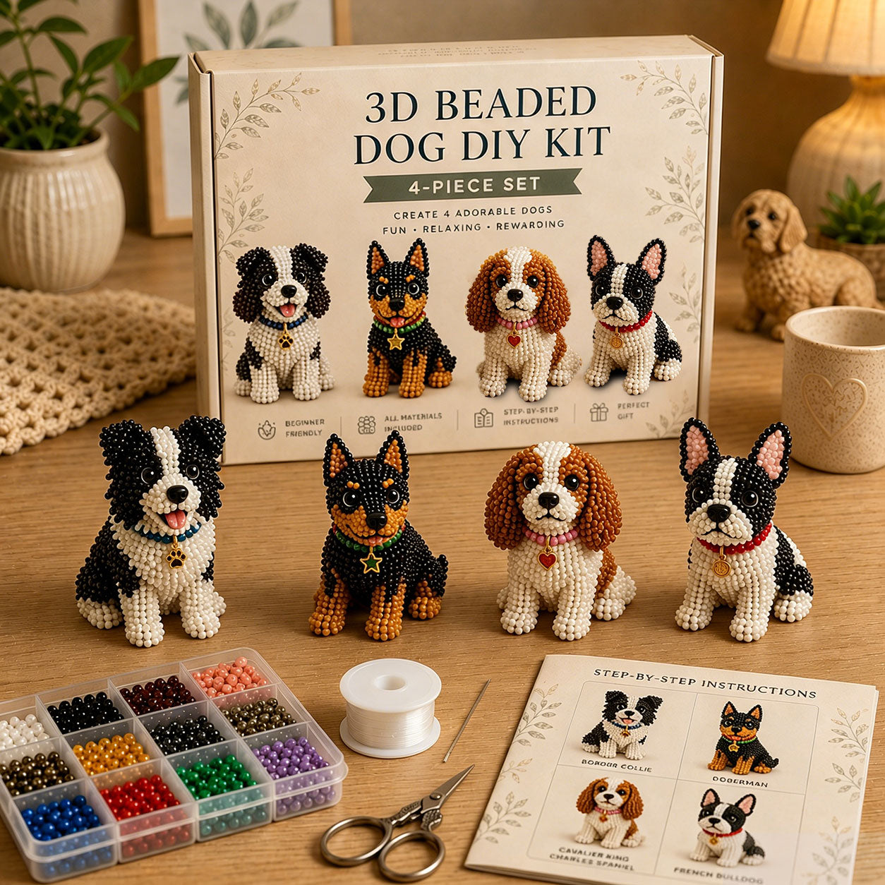 HOT🐾 3D Beaded Pet DIY Kit– Adorable 4-Piece Handmade Pet Craft Set