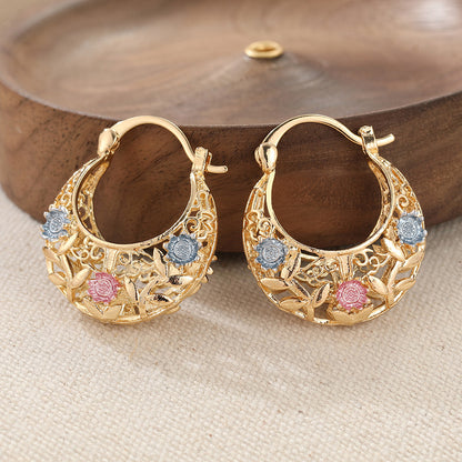 Vintage Flower Hoop Earrings