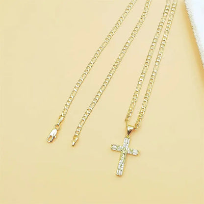 14K Gold Plated Jesus Crucifix Pendant Necklace