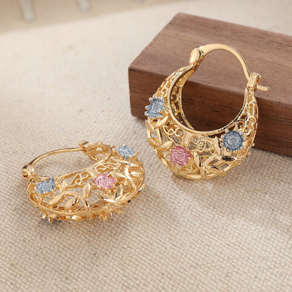 Vintage Flower Hoop Earrings