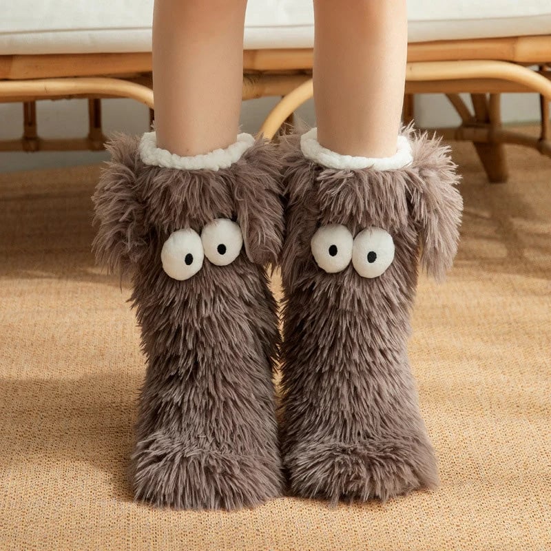 50K+ SOLD💕Women's Plush Slippers Socks Floor Socks Winter Home Indoor Thickened Fleece-Lined Anti-Slip Adult Women's Plush Snow Socks Shoe Covers
