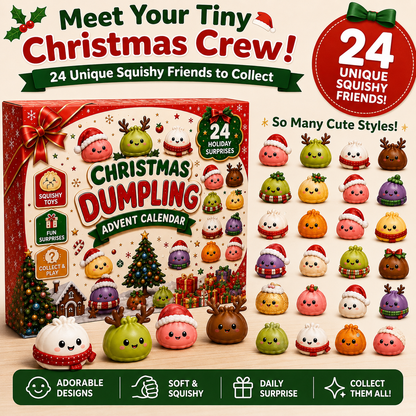 🎅 Christmas Special 🎄 24 Days of Mini Squishies Advent Calendar – Cute Daily Dumpling Surprises 🎁✨