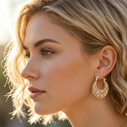 Vintage Flower Hoop Earrings