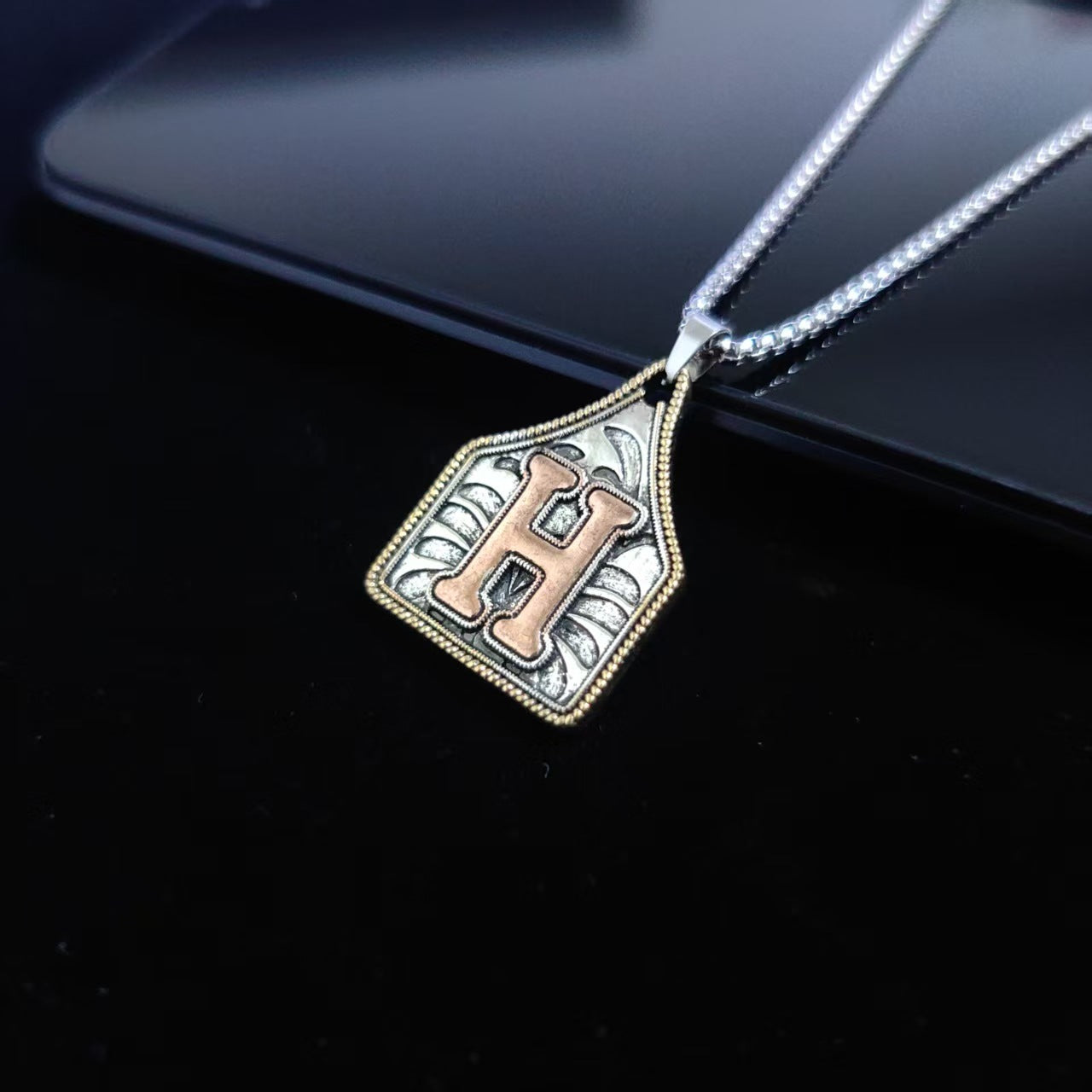 A-Z Letter Pendant Necklace - 22inch Stainless Steel