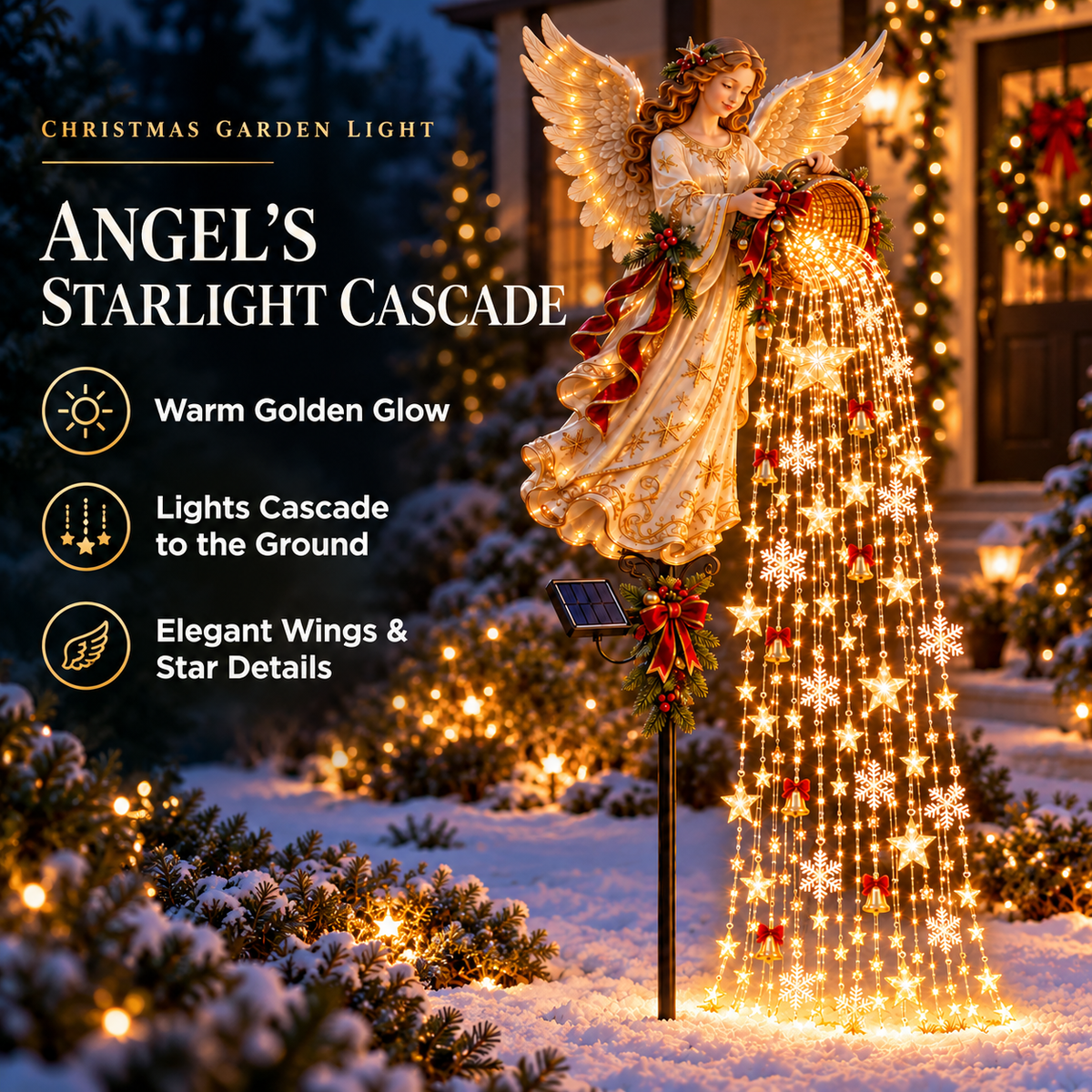 🎄50% OFF & Free Shipping🔥Christmas Starlight Cascade – Solar LED Garden Stake Lights