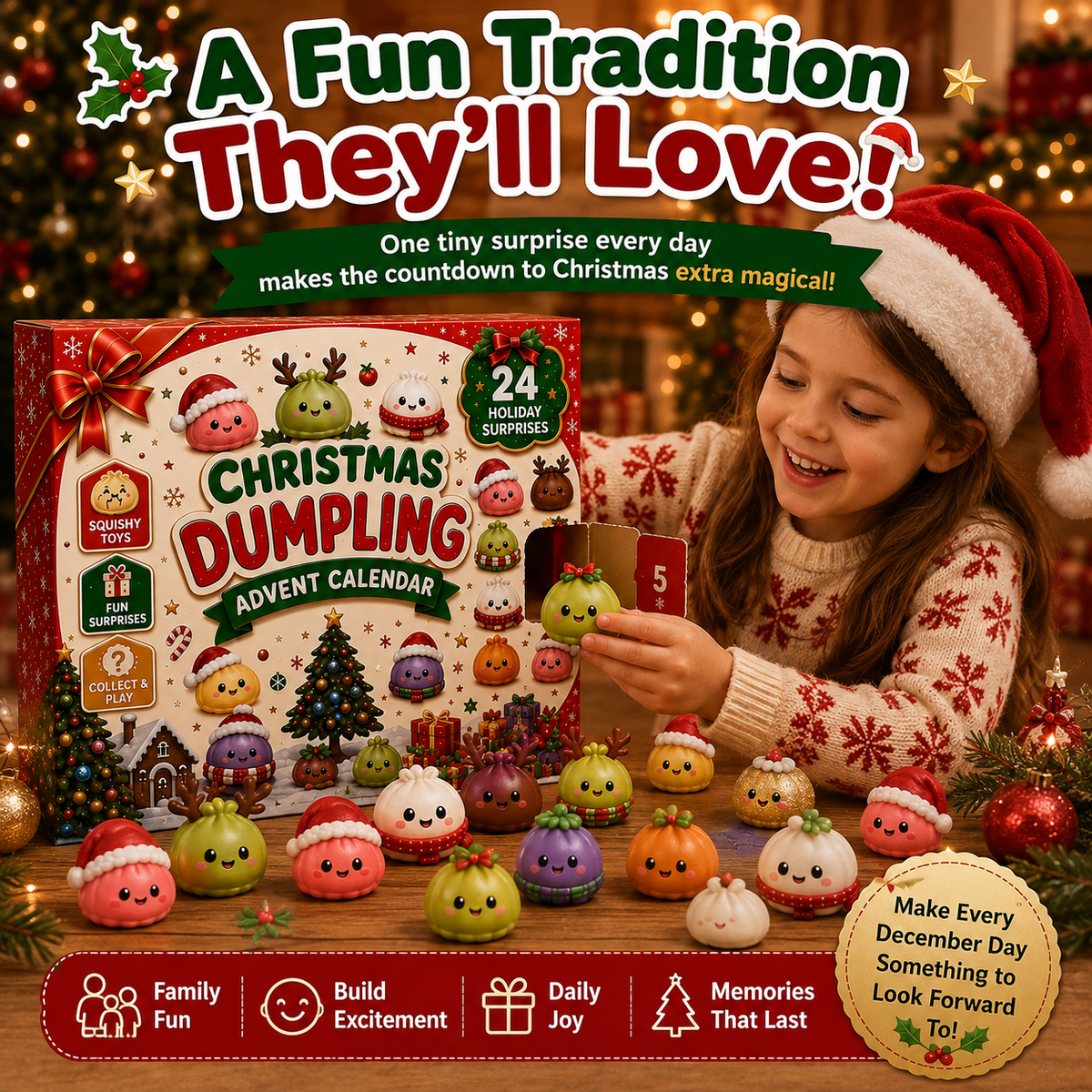 🎅 Christmas Special 🎄 24 Days of Mini Squishies Advent Calendar – Cute Daily Dumpling Surprises 🎁✨