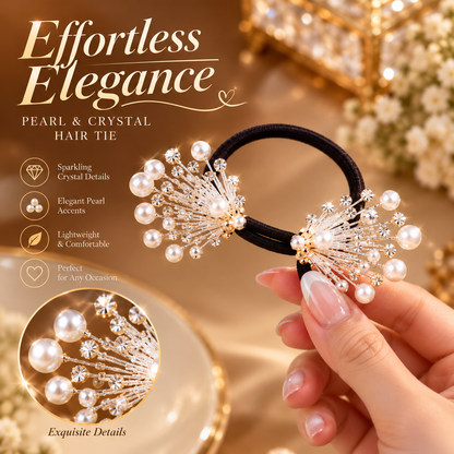 ✨ Elegant Pearl & Crystal Hair Tie – Effortless Elegance 🤍