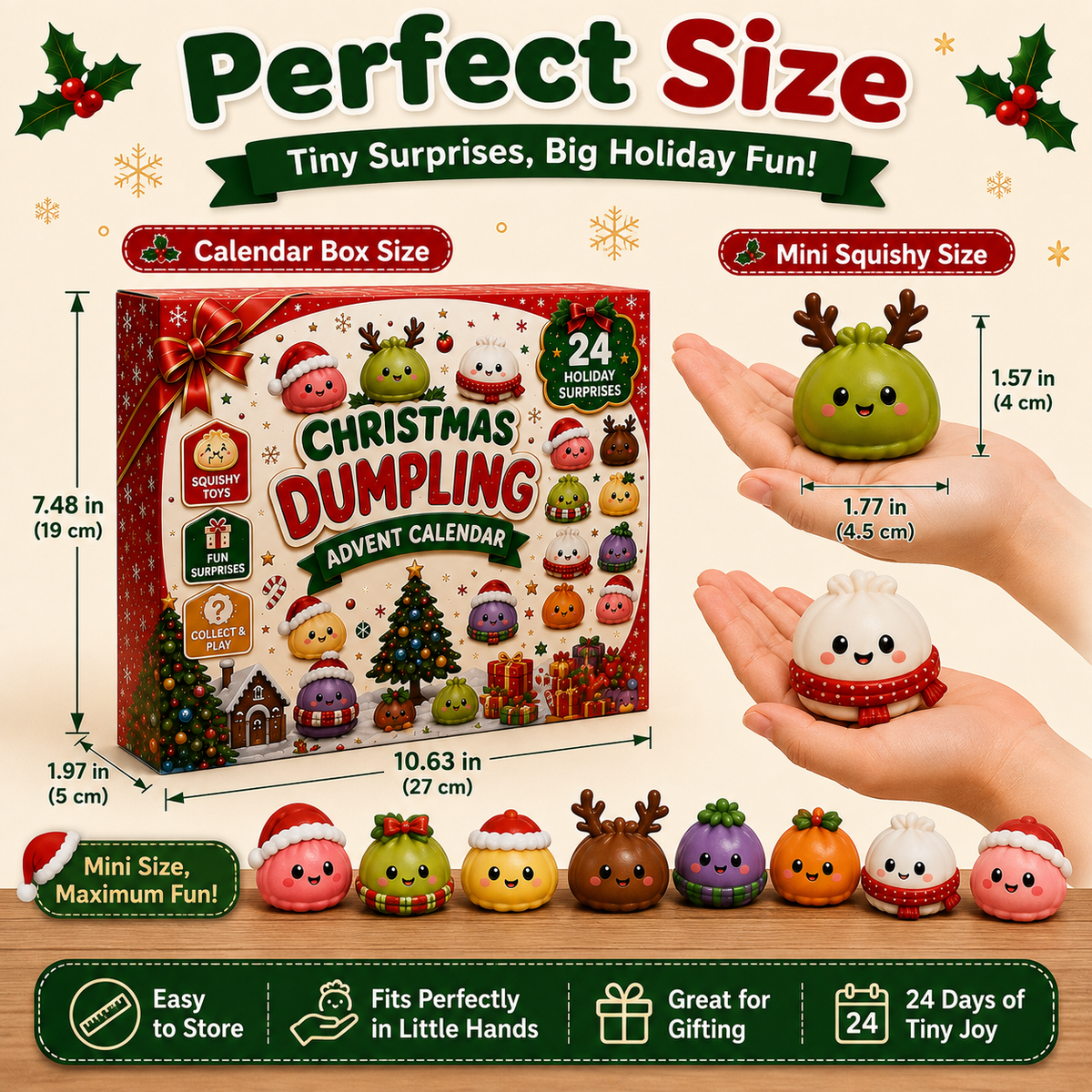 🎅 Christmas Special 🎄 24 Days of Mini Squishies Advent Calendar – Cute Daily Dumpling Surprises 🎁✨