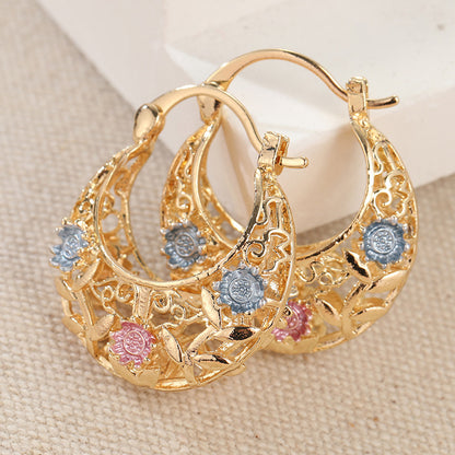 Vintage Flower Hoop Earrings