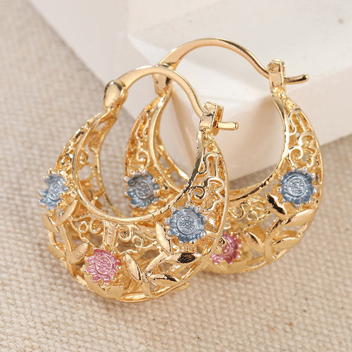 Vintage Flower Hoop Earrings