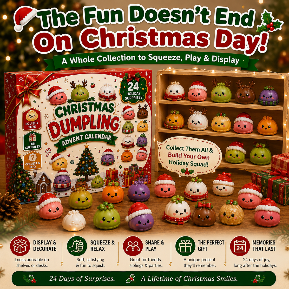 🎅 Christmas Special 🎄 24 Days of Mini Squishies Advent Calendar – Cute Daily Dumpling Surprises 🎁✨