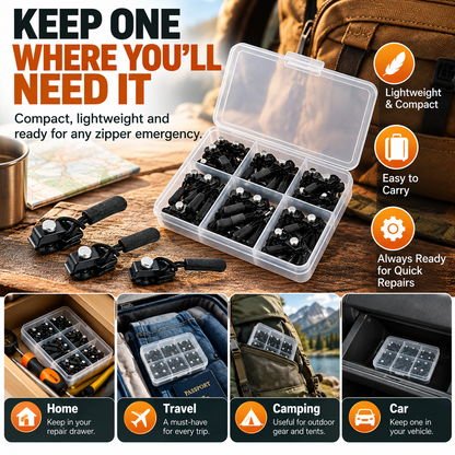 🧥 Replacement Zipper Slider Kit – 30-Piece No-Sew Zipper Fix Set for Jackets, Tents, Pants & Bags