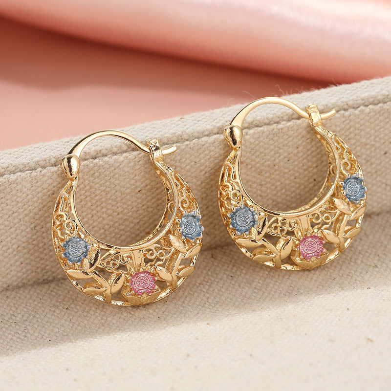 Vintage Flower Hoop Earrings