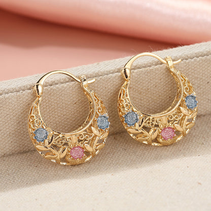 Vintage Flower Hoop Earrings