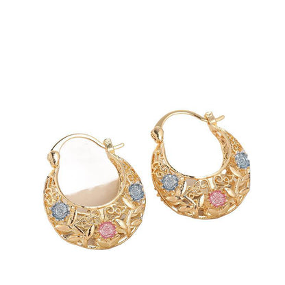 Vintage Flower Hoop Earrings
