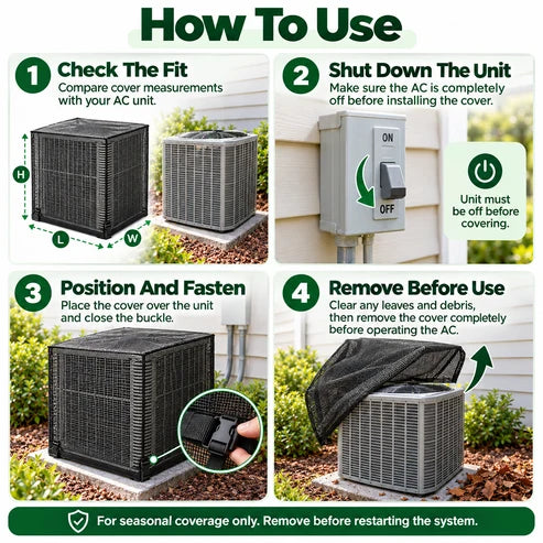 🍂 Outdoor AC Mesh Cover – Leaf & Debris Protection with Buckle Closure for Off-Season Storage