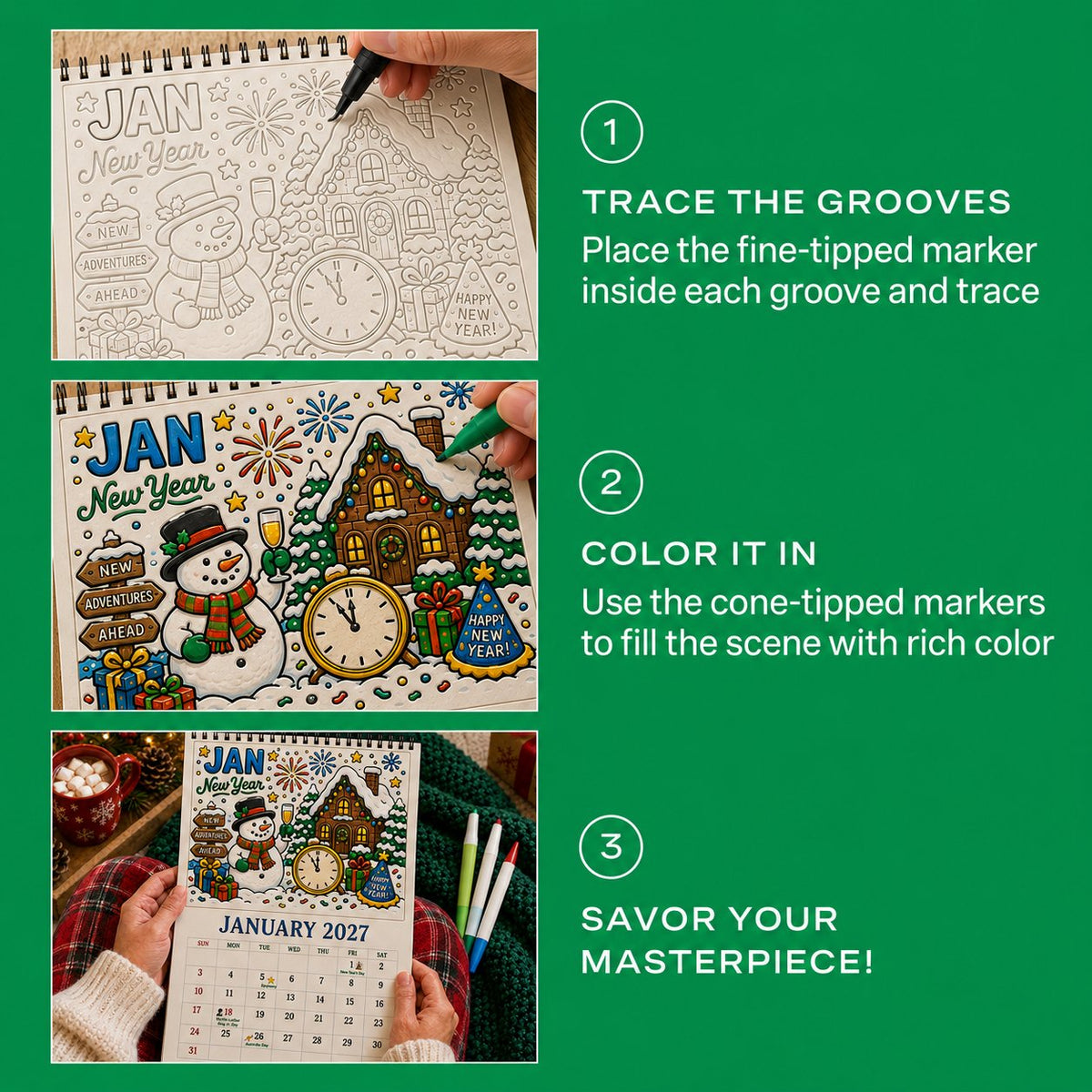Color The Year 2027 Trace-By-Groove Creative Calendar - Image 3