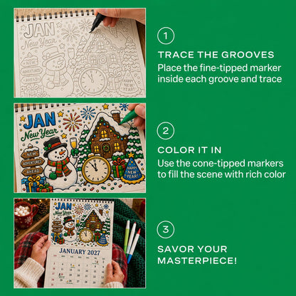 Color The Year 2027 Trace-By-Groove Creative Calendar - Image 3