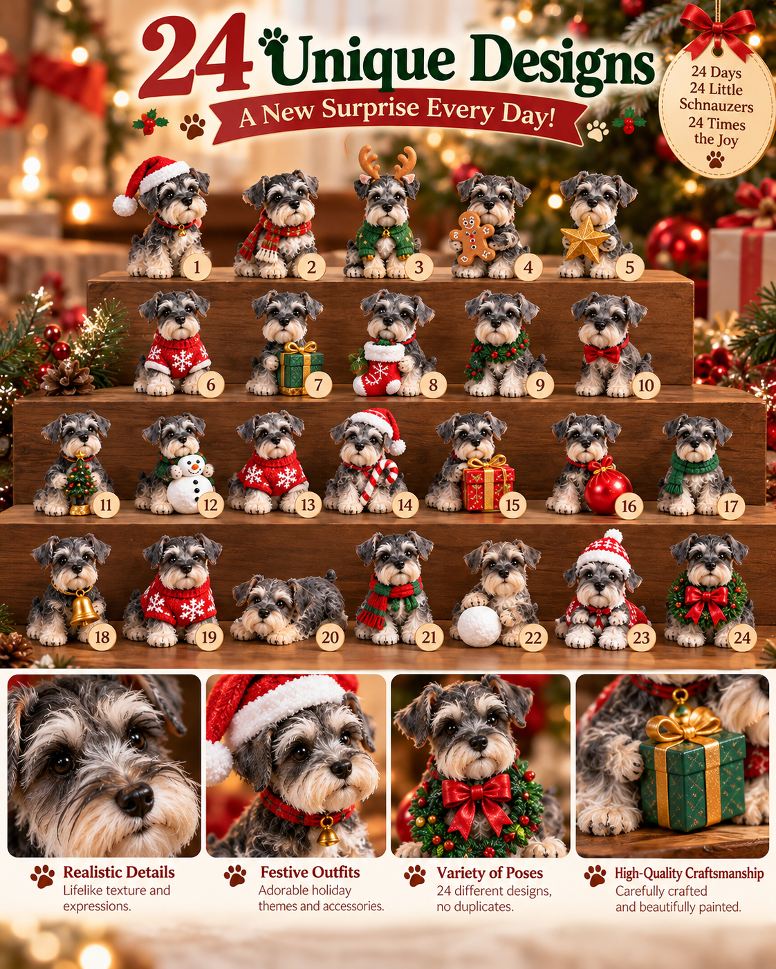 2026 Miniature Schnauzer Christmas Countdown – 24 Little Companions 🐾