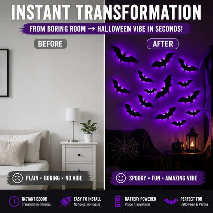 🦇Light Up Your Walls with Halloween Bat Atmosphere Decor