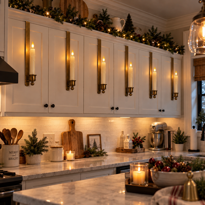 3-Pack Vintage Brass Cabinet Candles with Remote - Image 3
