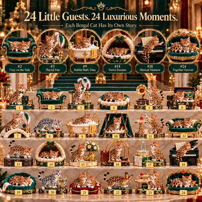 ✨ 24 Little Royals Await! 🐱 Luxury Bengal Cat Advent Calendar – 24 Collectibles