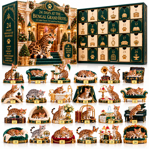 ✨ 24 Little Royals Await! 🐱 Luxury Bengal Cat Advent Calendar – 24 Collectibles