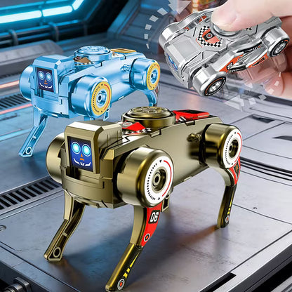 2-in-1 Fidget Spinner Mechanical Dog, Wind-Up Mecha Transforming Toy