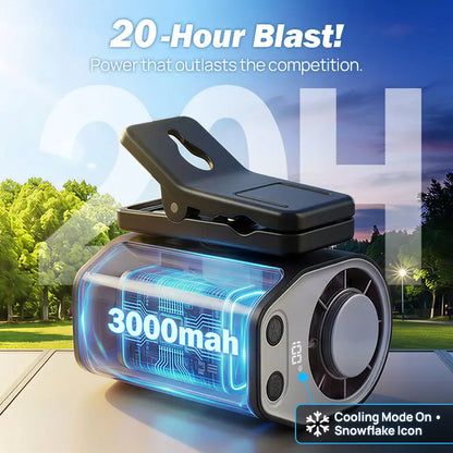 ❄️2026 Car Clip On Fan with LED Display - USB Rechargeable Personal Cooling Fan, 20Hr Battery