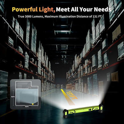 Father's Day Gift-Under-Hood Work Light Bar — 3000-Lumen Magnetic LED Light Strip with Hooks, 5200mAh Cordless Rechargeable Hood Light