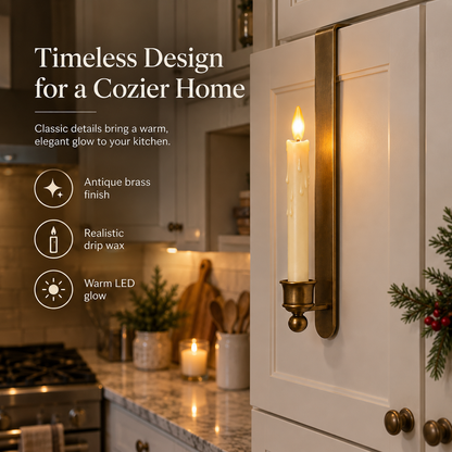 3-Pack Vintage Brass Cabinet Candles with Remote - Image 4